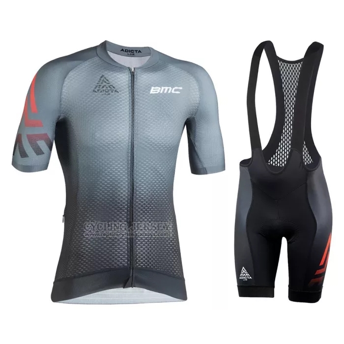 2022 Cycling Jersey BMC Gray Short Sleeve and Bib Short